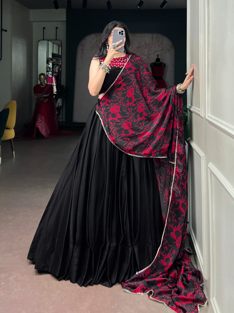 Lnb1736 Monga Silk Real Mirror Work Chaniya Choli